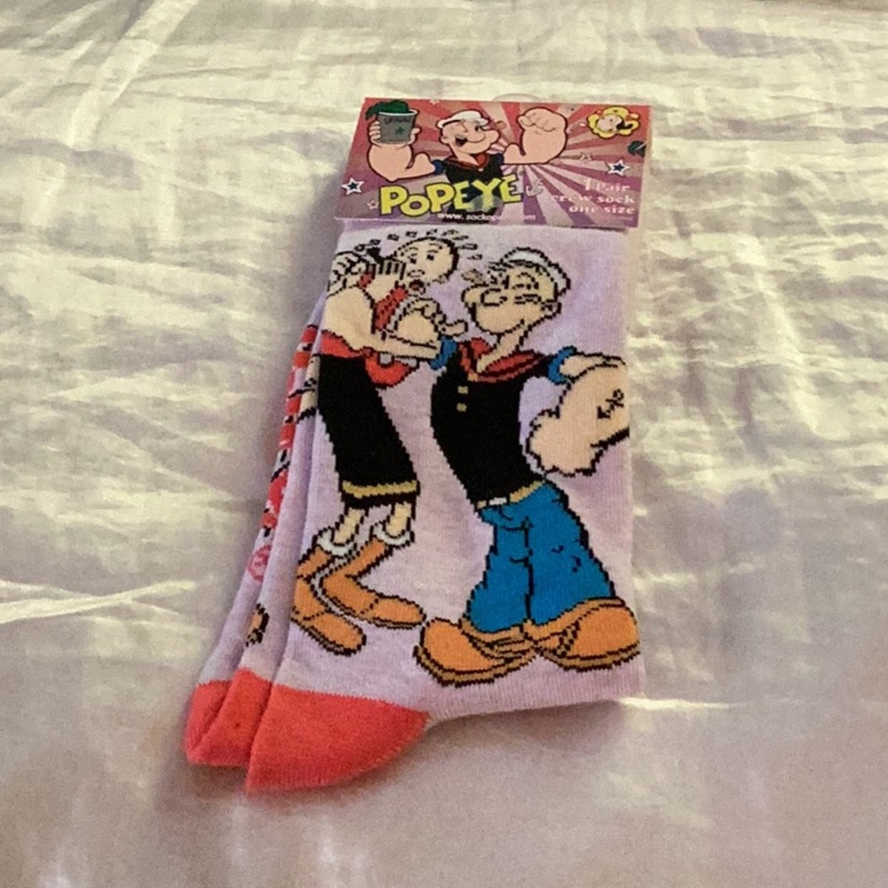 NWT Fun & Colorful Popeye Unisex Socks Brand New With Tags Closet Must Have